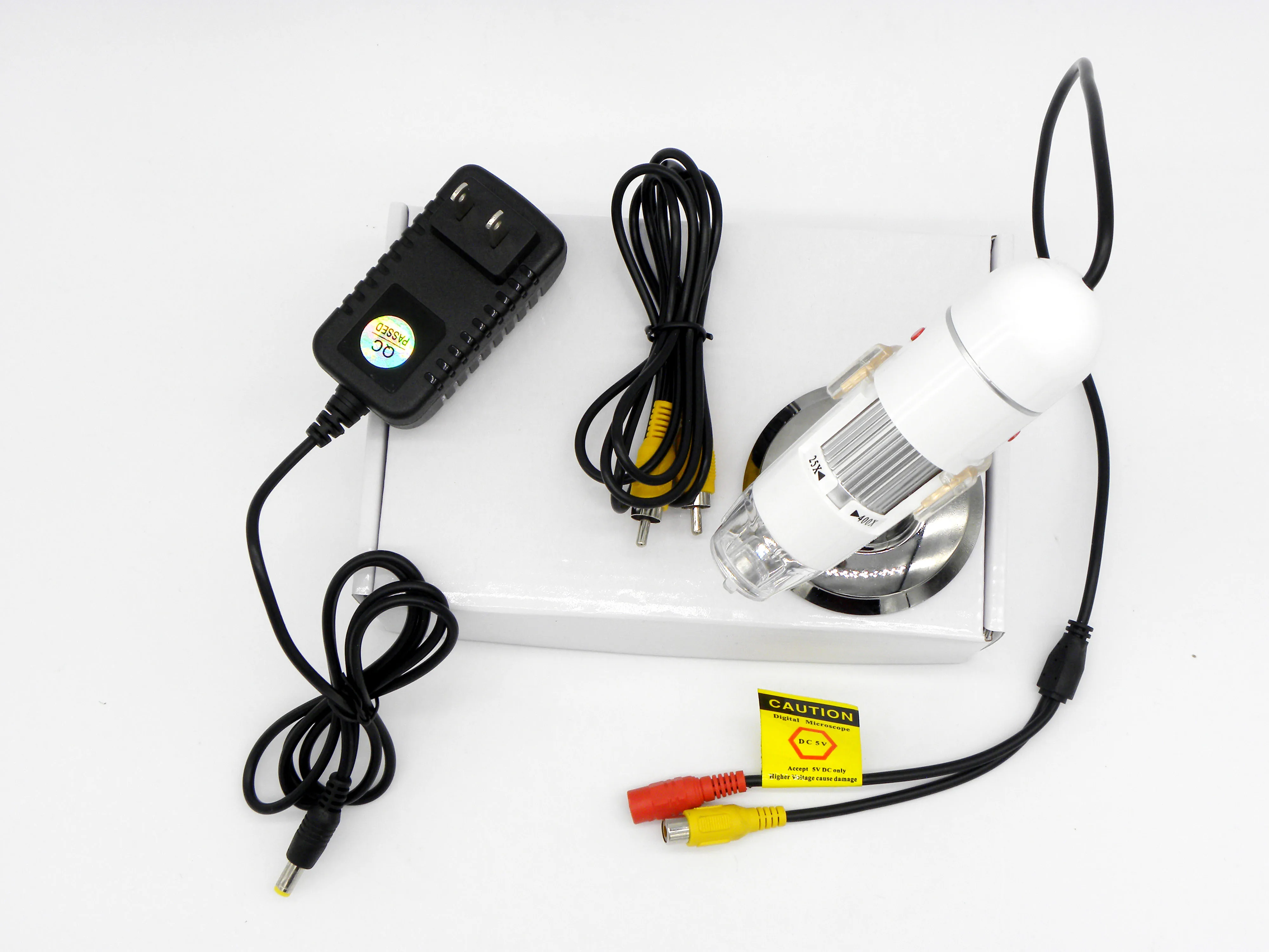 400x TV AV Digital Microscope Portable Monocular Mini Industrial Light Microscope with 8 LED and Universal Rotating Bracket