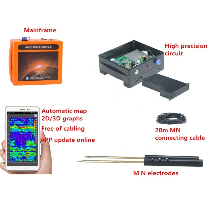 Detector de água subterrânea, 100m de profundidade, aplicativo de telefone móvel, mapeamento de água subterrânea