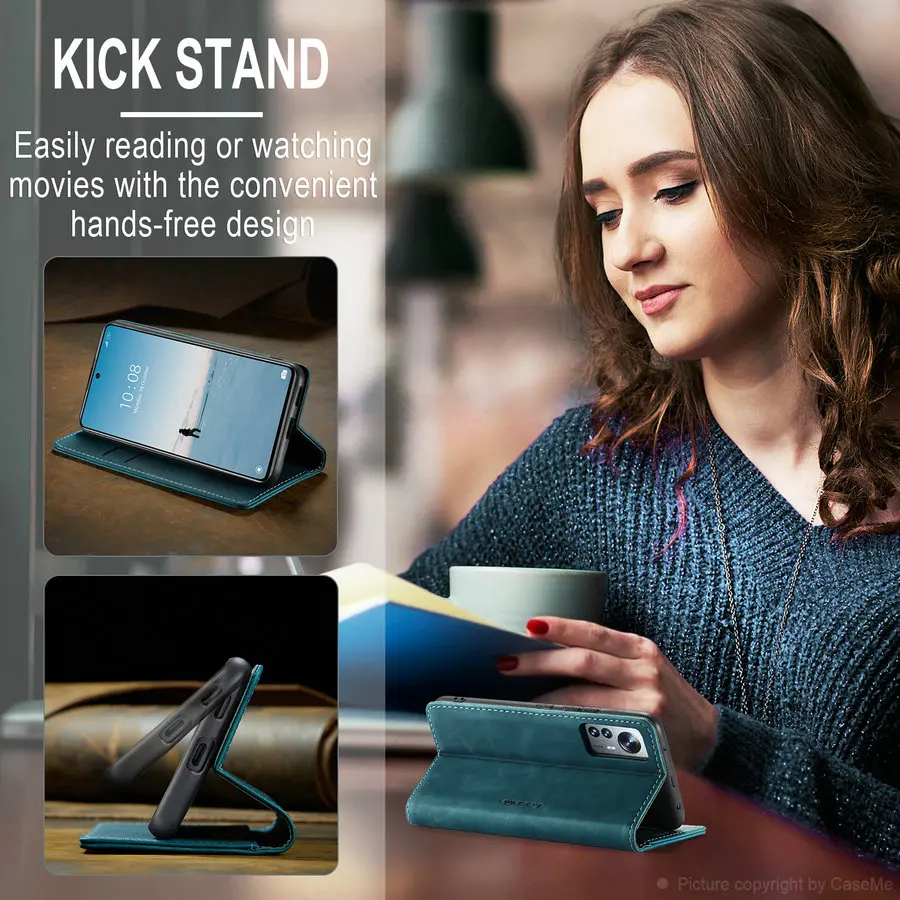 SRISHP Cover per Xiaomi Redmi Note 12 4G, Magnetica Cover a Libro con Slot per Schede, Custodia in PU Pelle Portafoglio per Redmi Note 12 4G, Blu