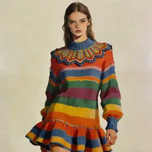 Custom Woven Winter Leopard Pullover ODM Front Logo & Colors Wool/Cotton/Acrylic Fast Delivery 500 MOQ