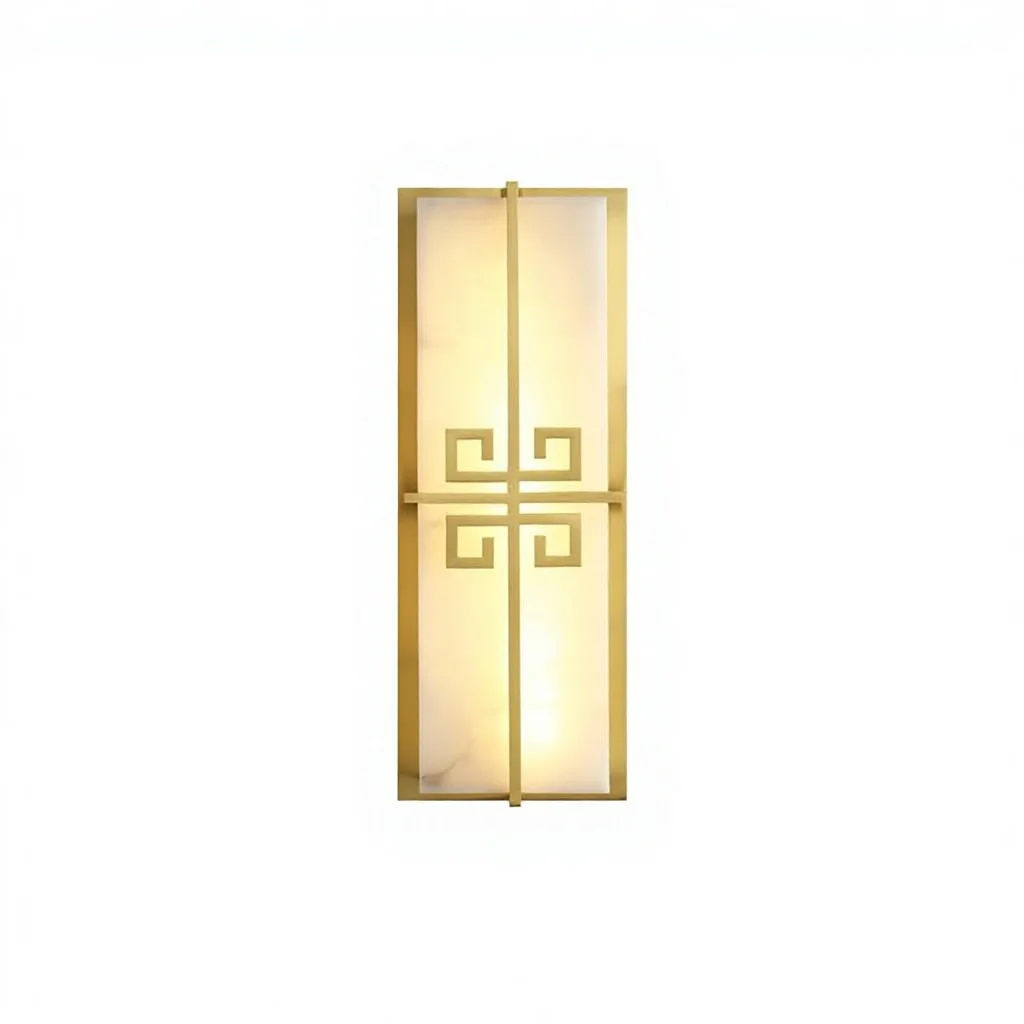 All-copper Wall Lamp with Marble Accents New Chinese Style for Living Room Corridor Bedroom Bedside TV Background Wall Mount