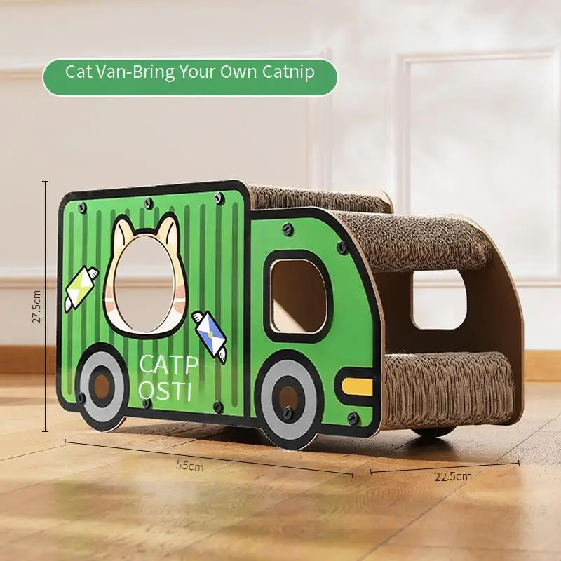 Assembled Post Cat House Corrugated Paper Cat Claw Board Truck Cartoon Style Pet Toy Wear-Resistant and High-Appearance