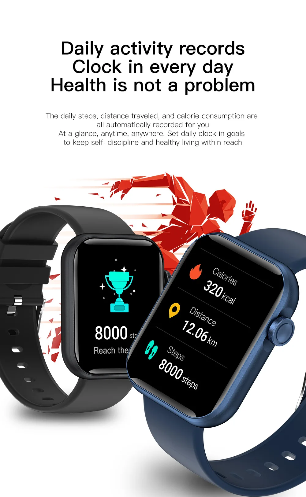product new smart bracelet ips for bluetooth call message reminder blood oxygen heart rate monitoring silicone for ios-5