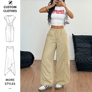 Custom casual khaki baggy y2k cargo pants women