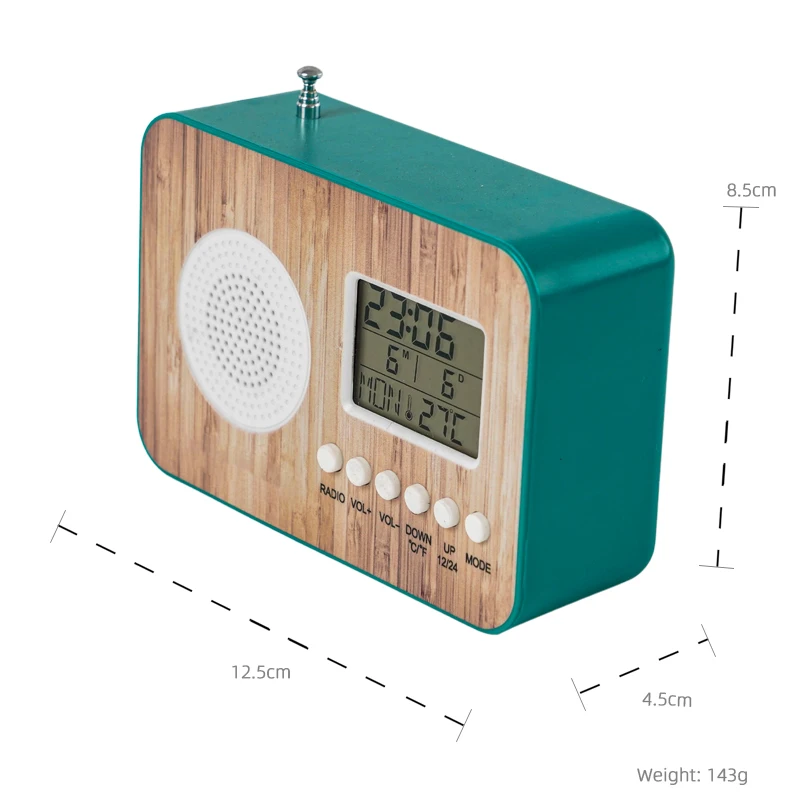 UV Printing Hot Digital Clock FM Radio Digital FM Stereo Radio Clock With Snooze Alarm LCD Backlight