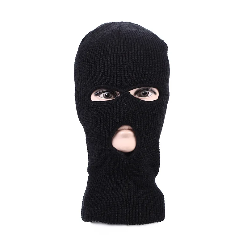 
 Wholesale Full Face Cover Winter Knitted Hat Rappers Bandit Knitted Women Balaclava Fashion 3 Hole Skully Wool Ski Mask  