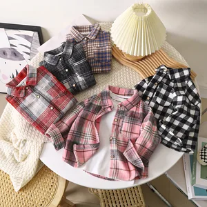 Customized Children's Shirts Spring One Piece Plaid T-Shirt No White Shirt Inside Toddler Boy Clothes for Kids