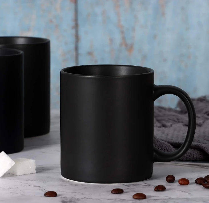 Customizable coffee mug, home ceramic mug, suitable for coffee, tea, cocoa and hot drinks, classic mug, matte black