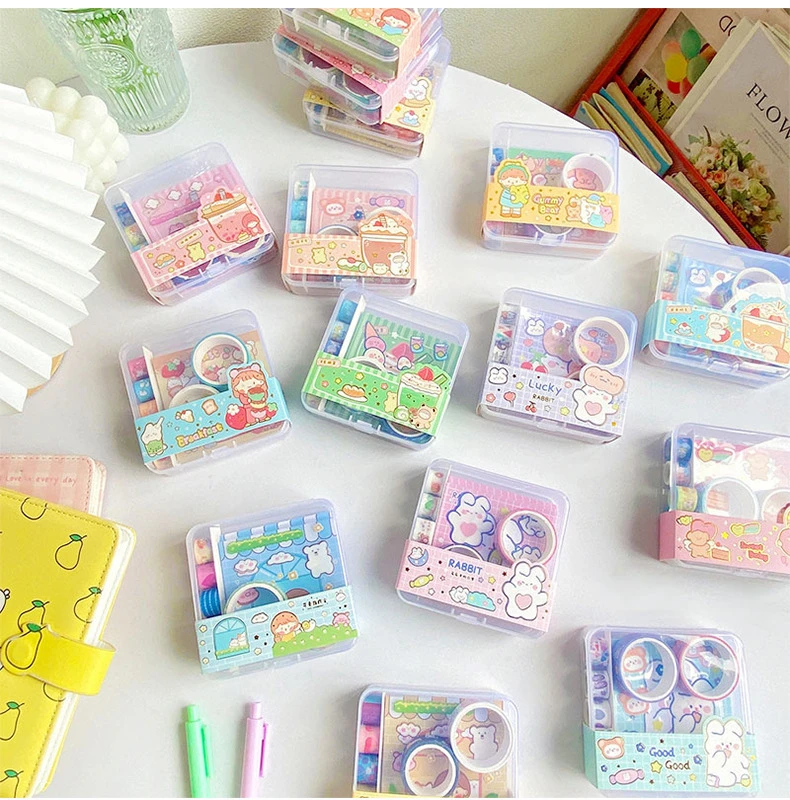 Cartoon Girl Sticker Tape Memo Pad Combination Stationery Mini Tape Diy ...