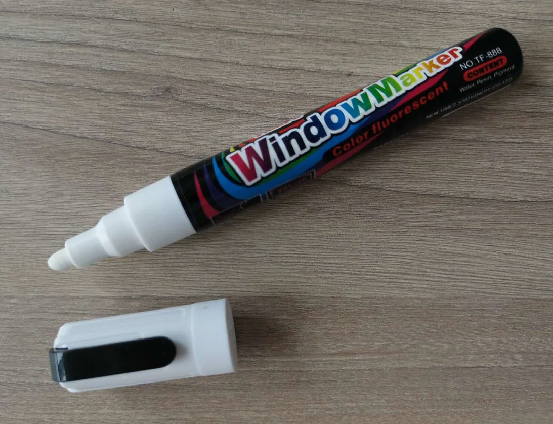 Легкая сухая маркерная ручка с жидким мелом для окон 5 мм, Меловые маркеры с цилиндрическим наконечником, светодиодный флуоресцентный маркер для краски