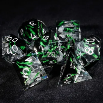 7Pcs Green Volcano Dice Resin Polyhedral Dice For DND Role Games Playing Collection Set