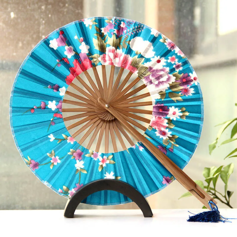 Ventaglio Pieghevole Rotondo A Fiore - Set 4 Stili Giapponesi, Tessuto Resistente, Per Feste, Viaggi, Bomboniere