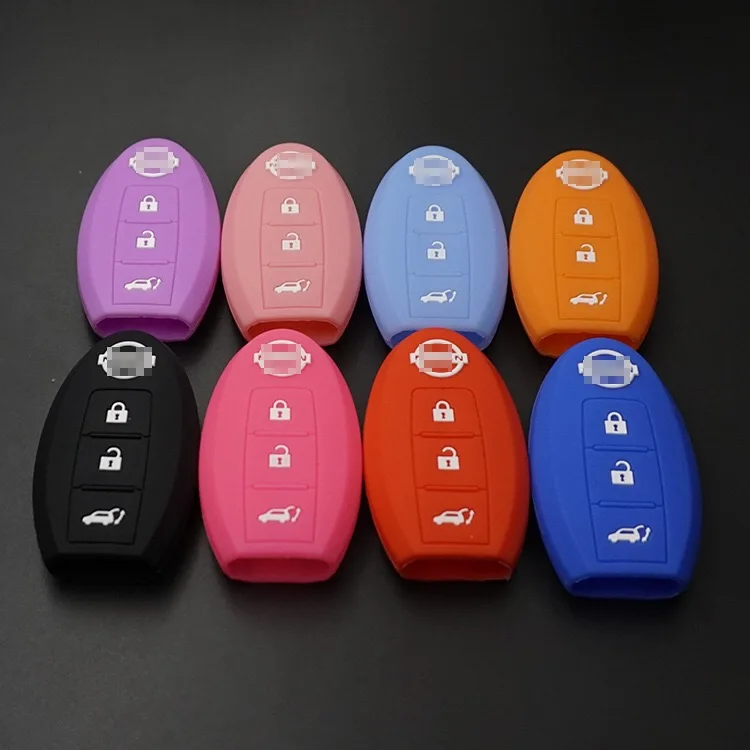 Car Key Fob 3 Buttons Rubber Silicone Car Key Covers Case For Nissan