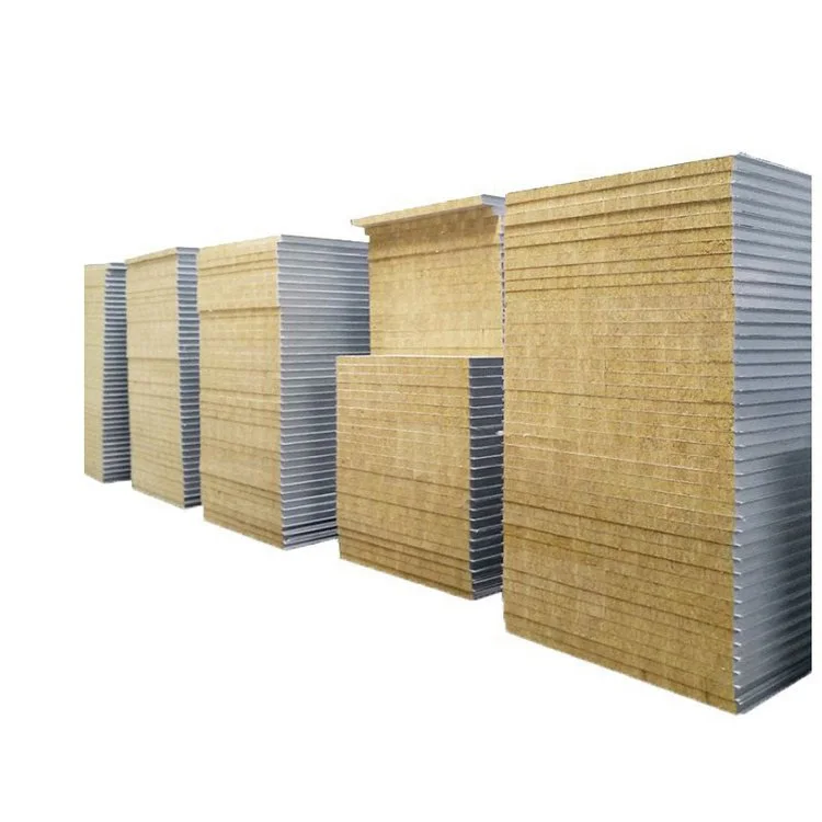 Custom Outdoor Soundproof & Fireproof 50mm Steel Rock Wool Sandwich Panels for Exterior Wall for Farm Cold Room & Warehouse