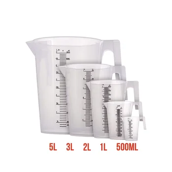 High Quality Transparent Plastic Measuring Cup with Blue Scale Eco-Friendly 250ml/500ml/1L/5L Capacity Measuring Tools