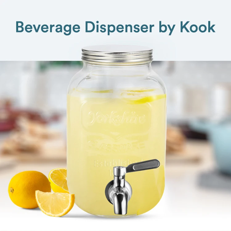 Kook Glass Drink Dispenser with Stainless Steel Spigot 1 Gallon