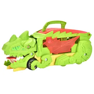 ITTL New Inertial Dinosaur Toy Press Car Educational Cartoon Animal DIY Slide Wheels Disassembly 3 Cars Slot Toys for Kids