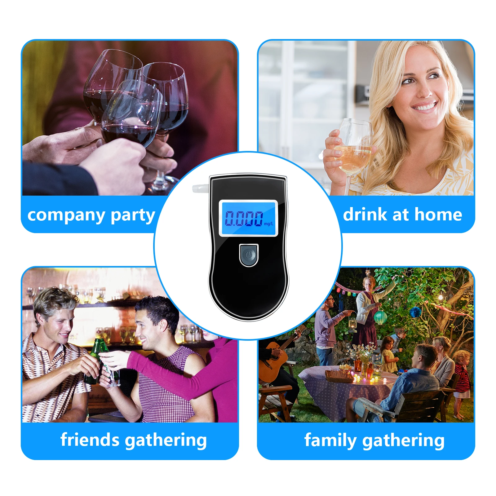 Breathalyzer Digital Alcohol Tester Detector Breath Analyzer Audible