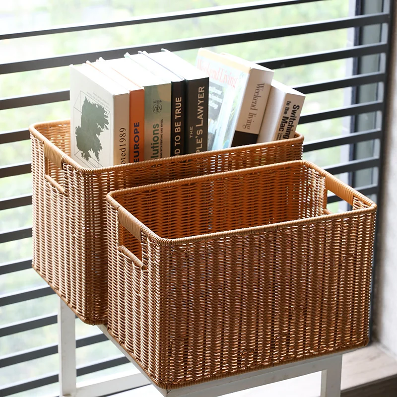Woven Baskets for Storage, Waterproof Rattan Storage Basket