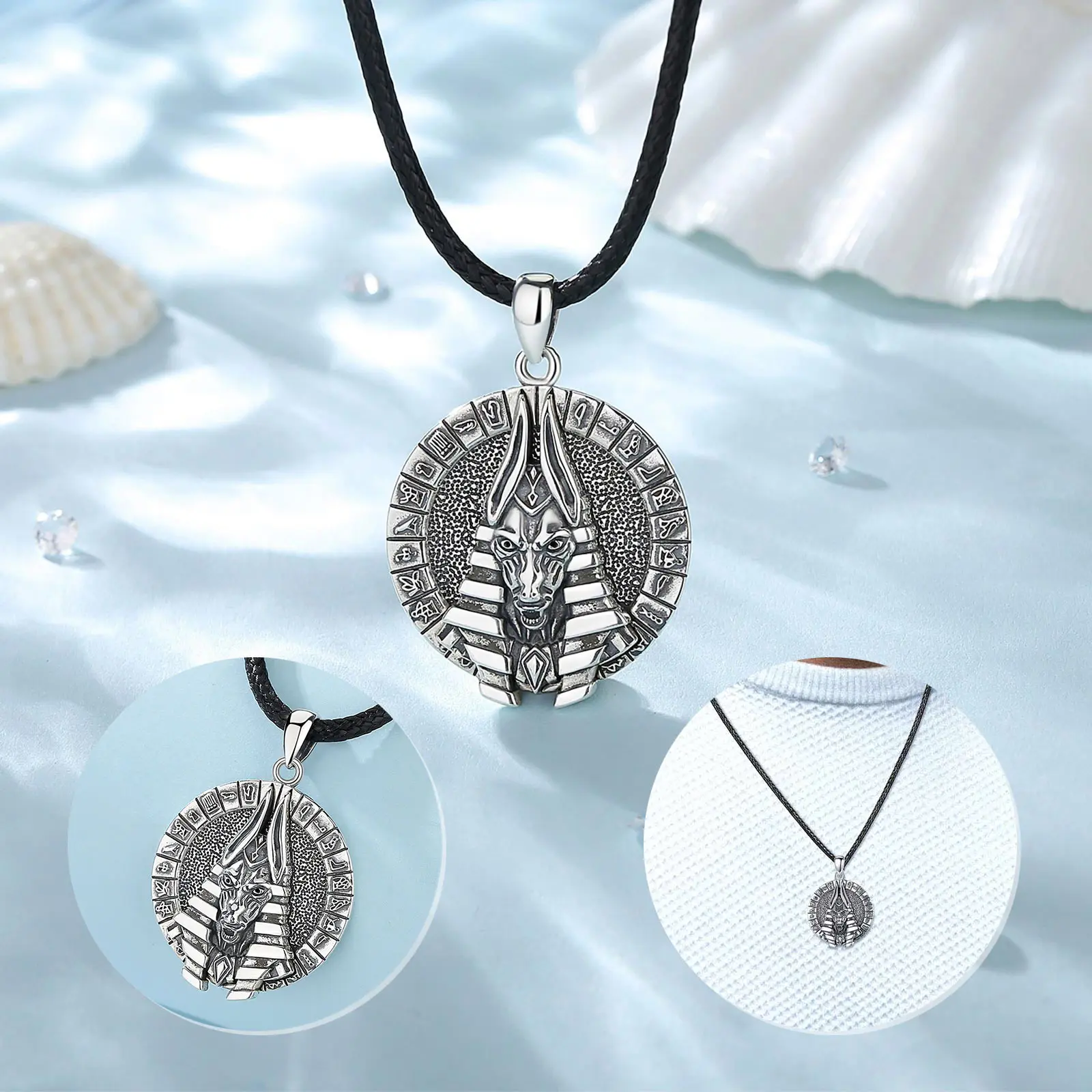 Collana Ankh in argento, ciondolo egizio per uomo, gioielli in