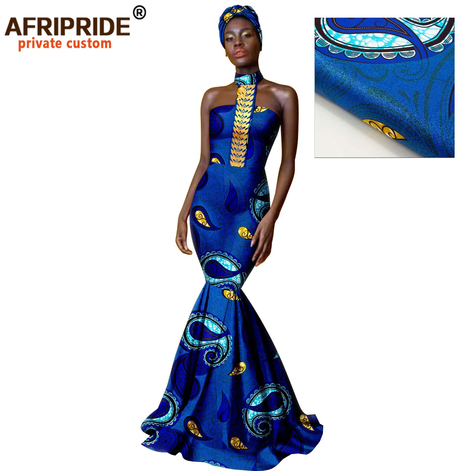 blue and gold african print dress Poplin Booze Dress - Blue