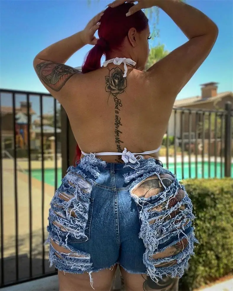 Women Jeans Ripped Denim Shorts 