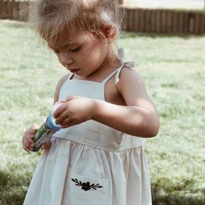 Autumn Girls' Casual Party-Style Sleeveless Suspender Dress O-Neck Halter Design Cotton Cute Solid Pattern for Babies Children