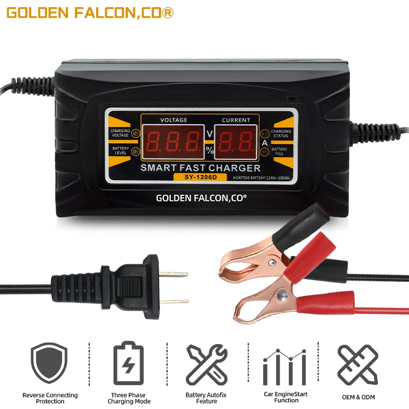 Smart Fast Charger 12V Car Battery Charger 12V 6A Lead-acid Pulse Repair  Charger