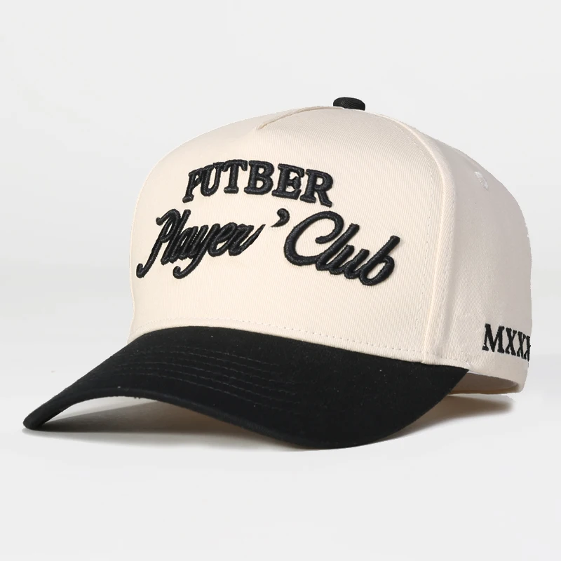 Custom Plastic Buckle 3D Embroidery Logo 100%Cotton Structured 5 Panel Mens Baseball Caps Hats Gorras Fitted Hat