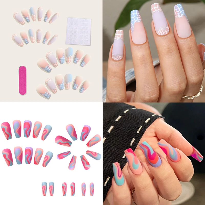 Lameila Factory 24pcs/set Fake Nails Factory Outlet Manicure Set