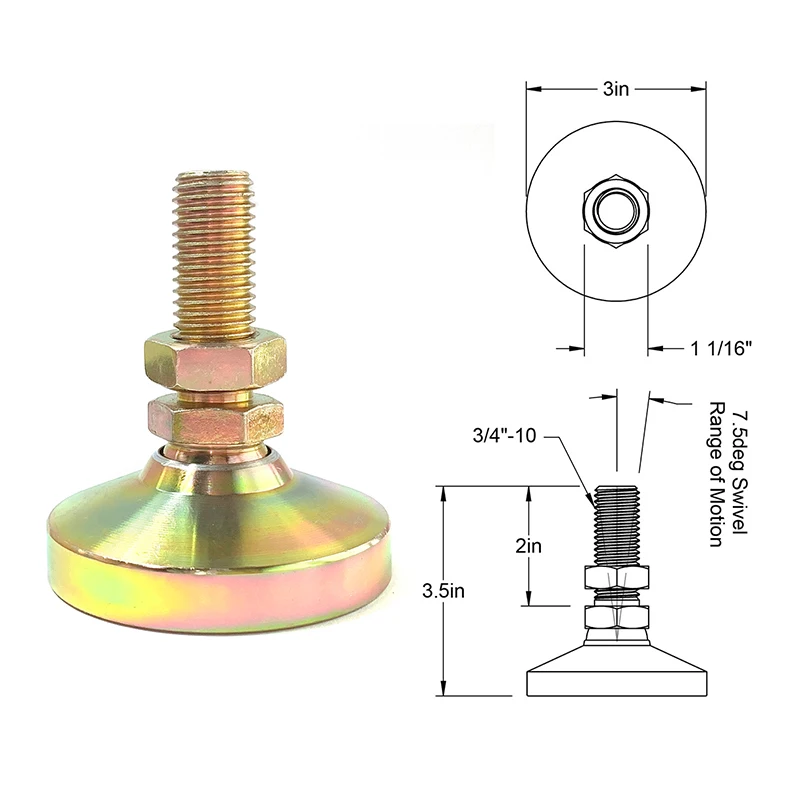 Высокое качество 1/2-13UNC нержавеющая сталь сверхмощная машина Выравнивающая ножка индивидуальный Винт поворотный