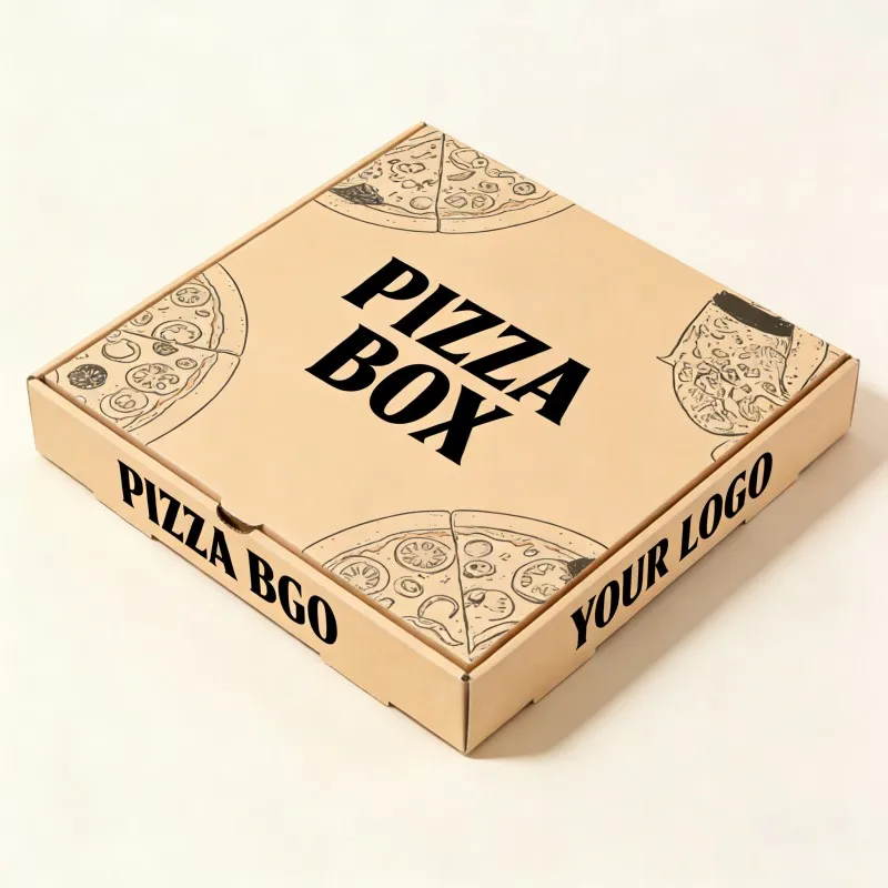 Breekbare vinnige kos-boks, vetbestandige pizza-kartonboks, lae minimum bestelhoeveelheid, gepersonaliseerde herwinbare 10