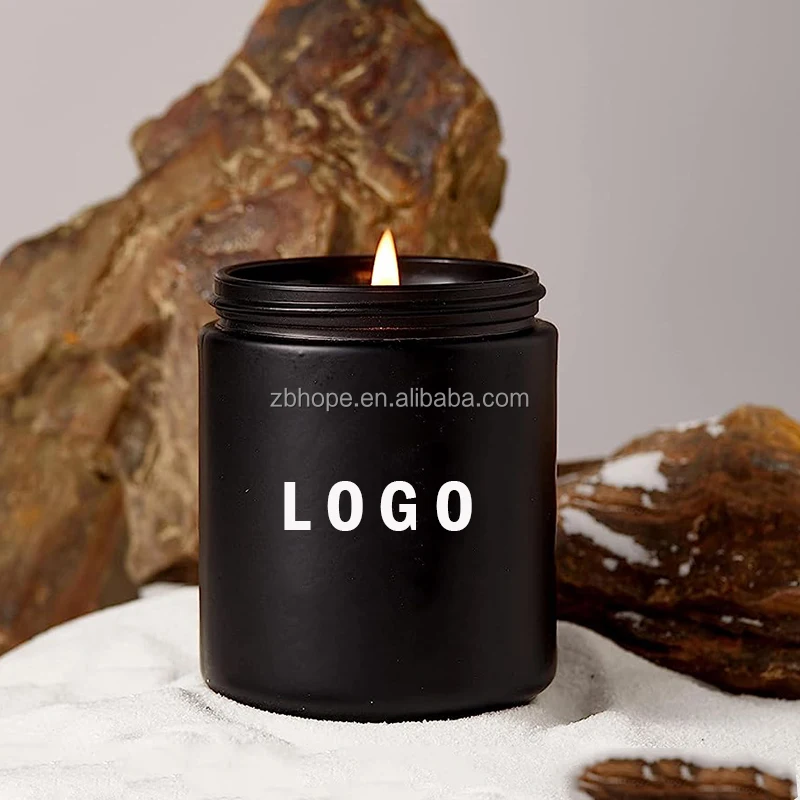 Empty Matte Black White Candle Jars 8oz Glass With Metal Lid High-end ...
