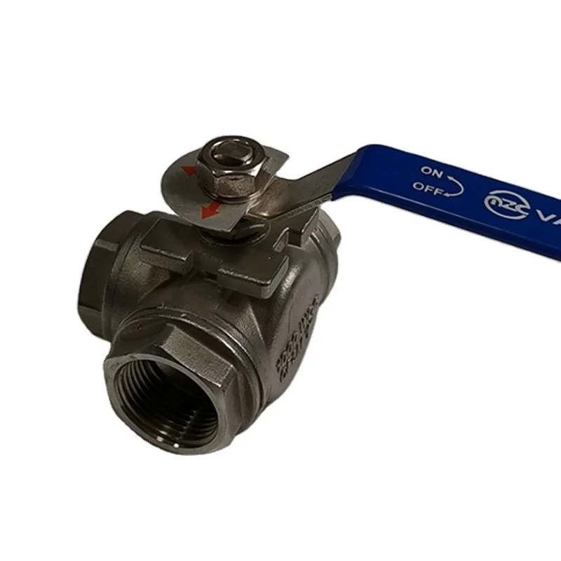 SS 304 3 Way Ball Valve L Type with Mounting Pad ISO5211