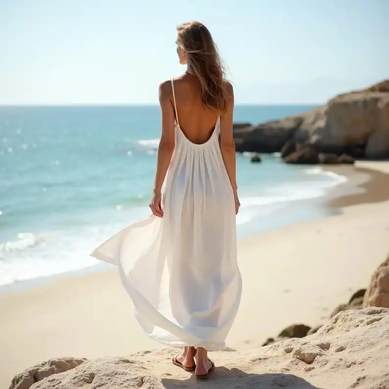 beach bridal shower dress Honeysuckle Haven Maxi Dress White
