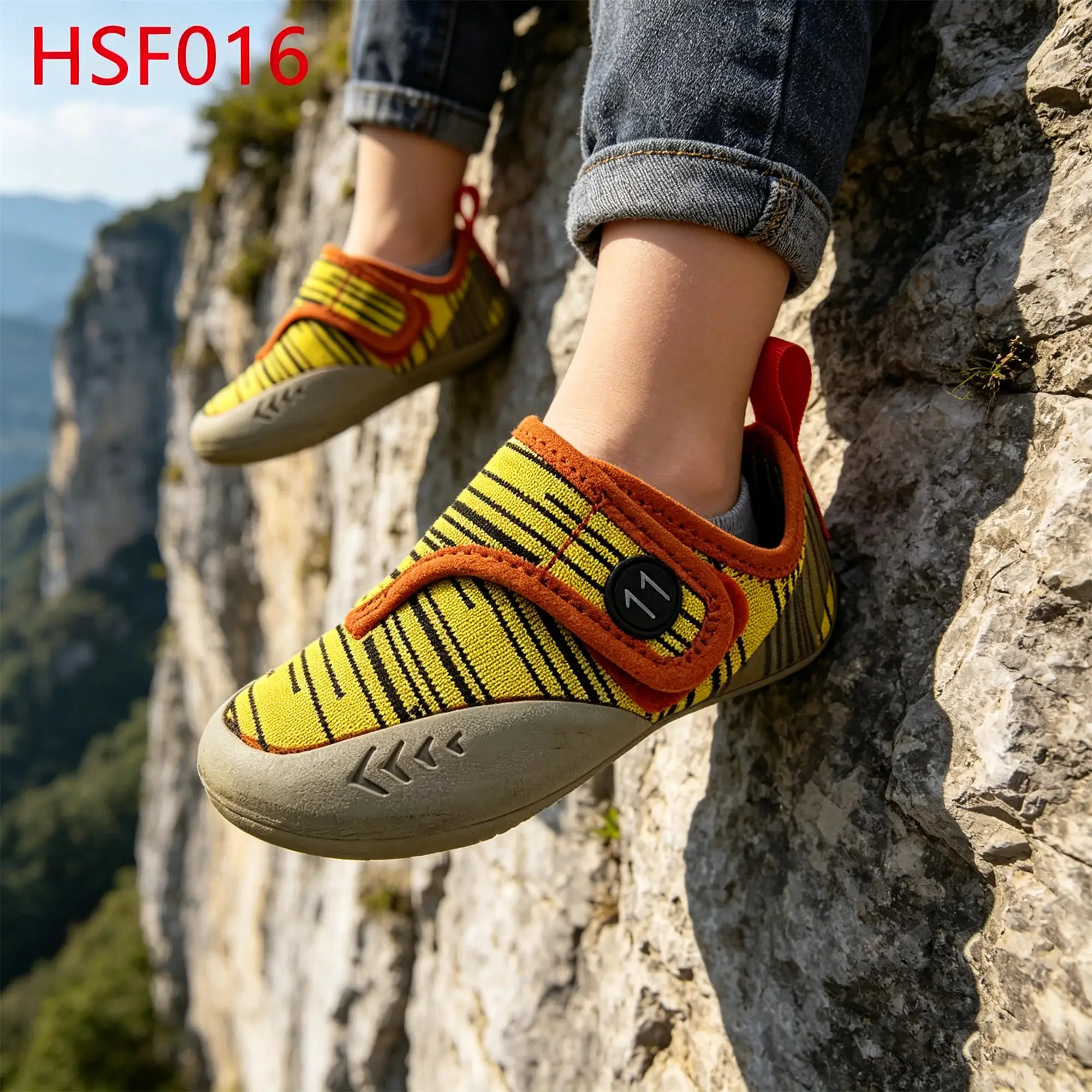 ZYF,Vertical Crack Graphic Print Design High-performance Climbing Shoes Indoor Bouldering Small Size Kids Rock Shoes HSF016