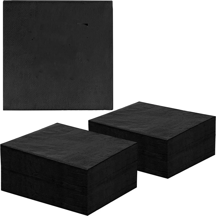 Mingxuan Black Cocktail Napkins Disposable Beverage for Bar Black Tissue for Restaurant