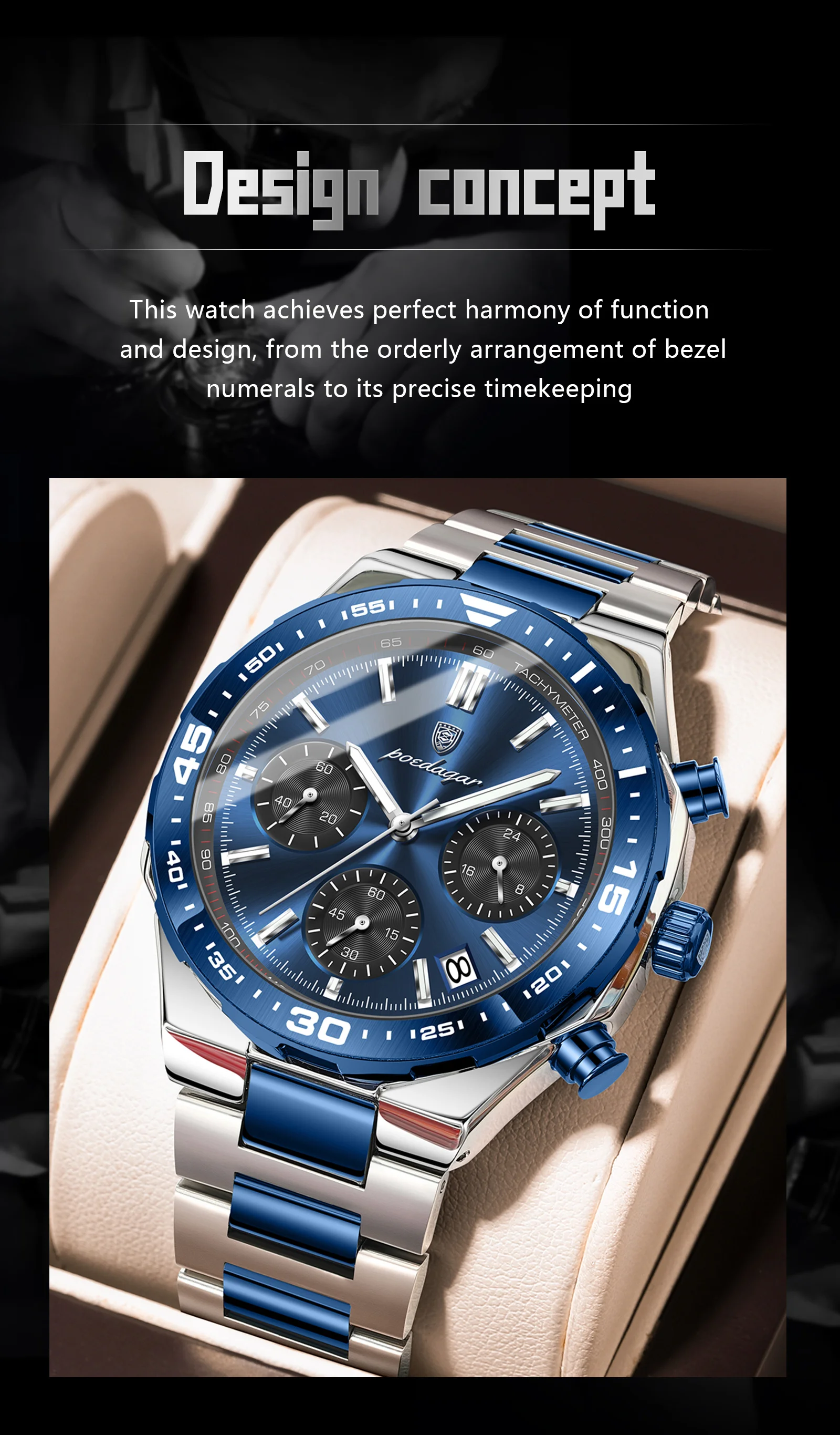 Poedagar 697 Business Chronograph Men's Watch