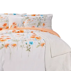 Modern Wholesale 100% Cotton Sateen Floral Design Bed Sheet Bedding Set Duvet Cover Sets