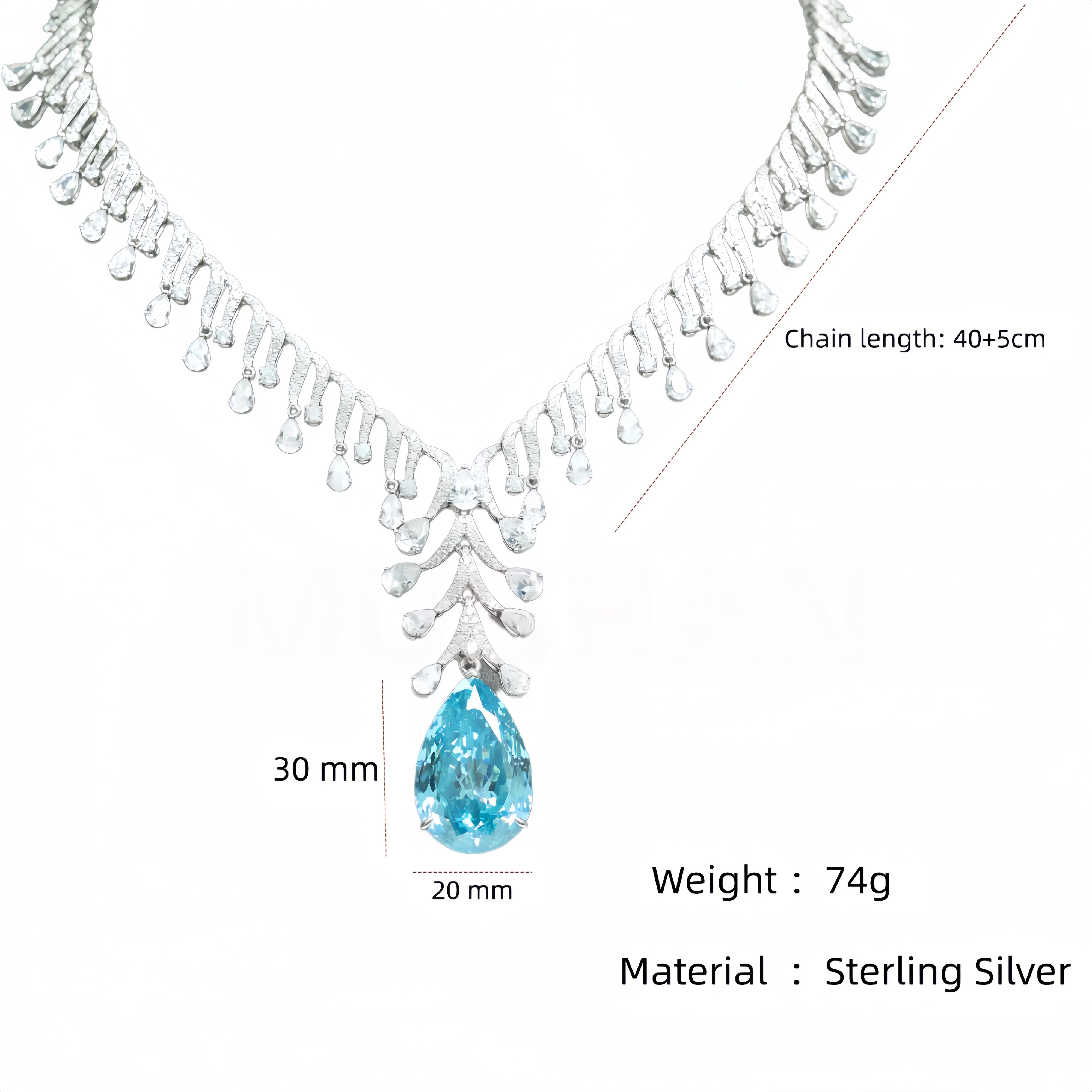 MUSHAN Jewelry Factory Luxury Brand Designer High Carbon Diamond Water Drop Sapphire Pendant Necklaces Woman 925 Silver Jewelry