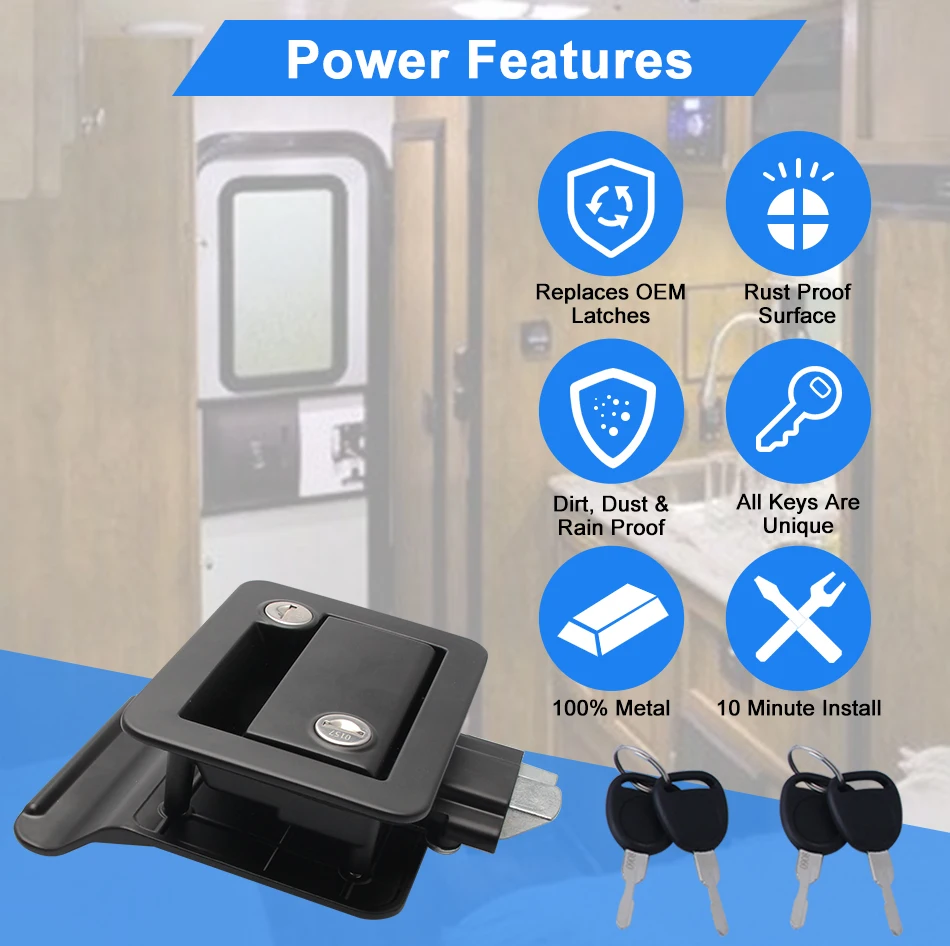 Durable Mb418 Zinc Alloy Rv Lock Keyless Entry Camper Entry Door Lock