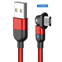 Лидер продаж, высококачественный usb-кабель для быстрой зарядки 3 А, зарядное устройство для iphone, кабель micro, type C, вращающийся usb-кабель 180 L-образной формы