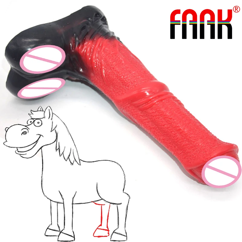 faak 24.5cm cavallo rosso gomma pene giocattoli del sesso dildo animale del  pene dildo del dildo del cavallo per le donne masturbazione