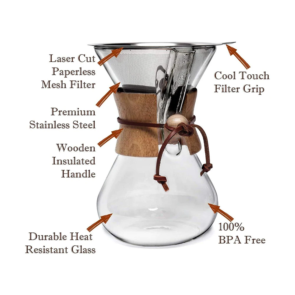 Beautifully Designed Glass Drip Coffee Coador Maker 10 Cup De Vidrio