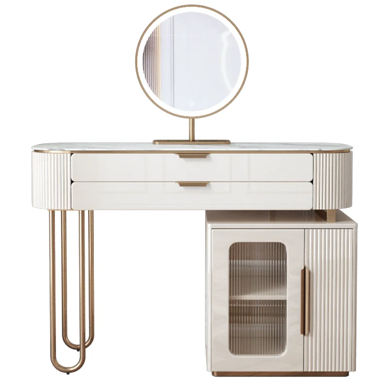 High End Luxury Style Bedroom Furniture Storage Girls Dresser Modern European Make up Nordic Dressing Table with Mirror