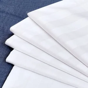 Premium 100% Percale Cotton Fabric Roll Eco-Friendly Breathable Plain Dyed Hotel Bed Sheets Linen Anti-Pill Bleached Stripes