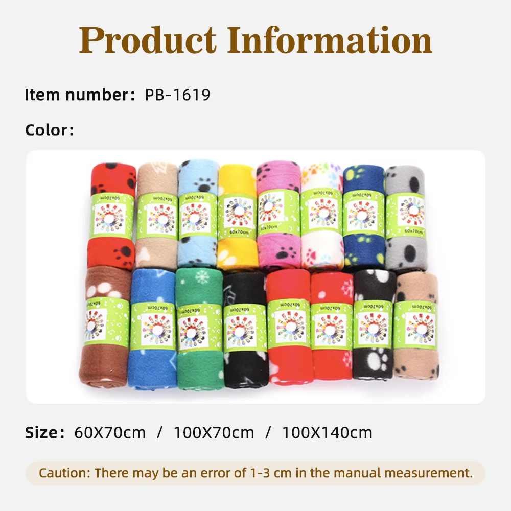 Waterproof Double Sided Fleece Blanket Warm Soft Paw Prints 100% Polye - product detail 4