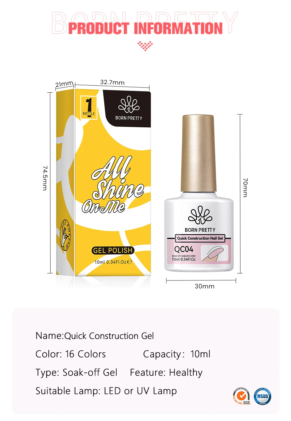 Born Pretty 10ml Hema Free Self Leveling Quick Building Liquid Gel