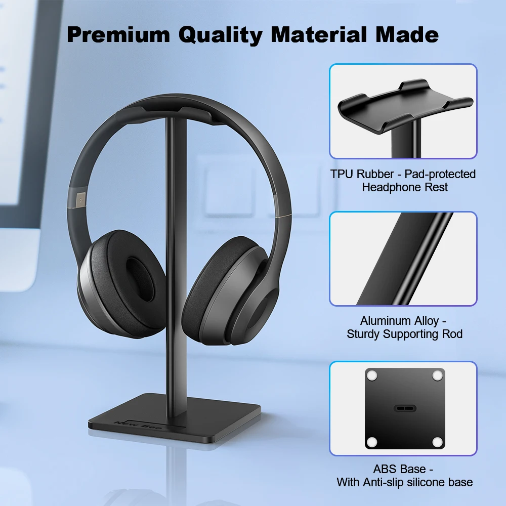 New Bee Display Racks Earphone Stand Computer Headset Headphone Holder Game Headphone Stand with Aluminum Supporting