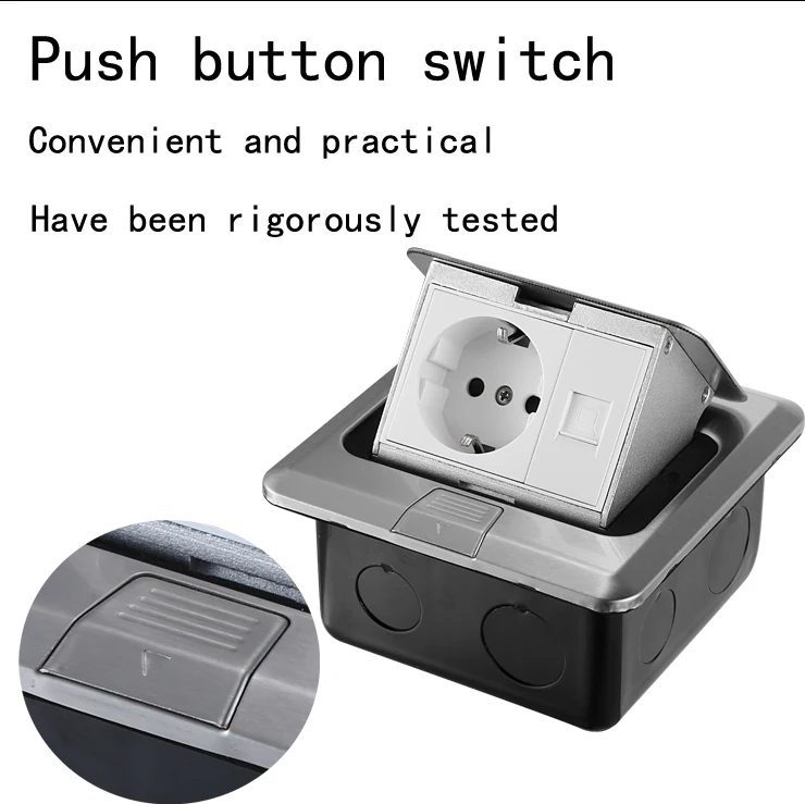 Electrical Power Floor Socket network socket information box  UK standard stainless steel Pop-up Floor Ground Outlet Socket